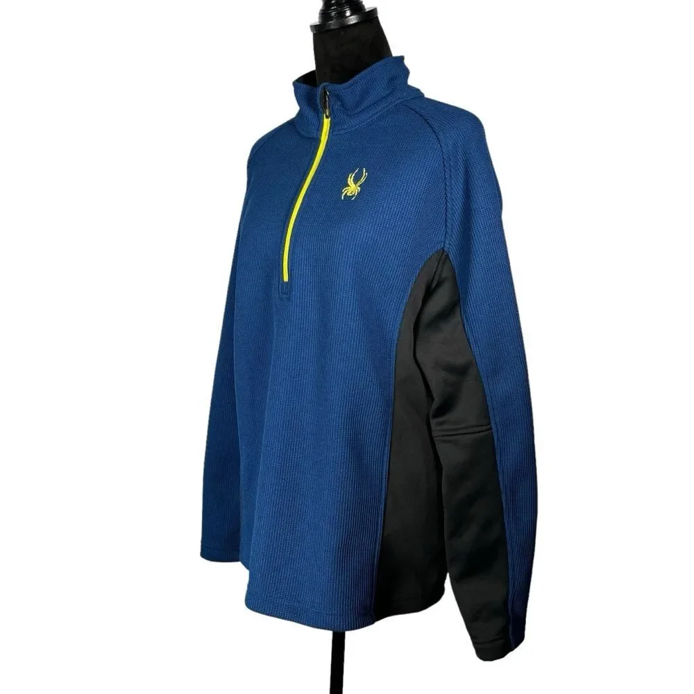 Spyder Blue Sweatshirt Waffle Knit Fleece Endure Half Zip Core Jacket Large